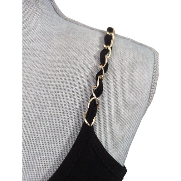 MSK Slip Dress Womens S Petite Black Pullover Sleeveless Gold Trim Shoulder - Picture 4 of 8